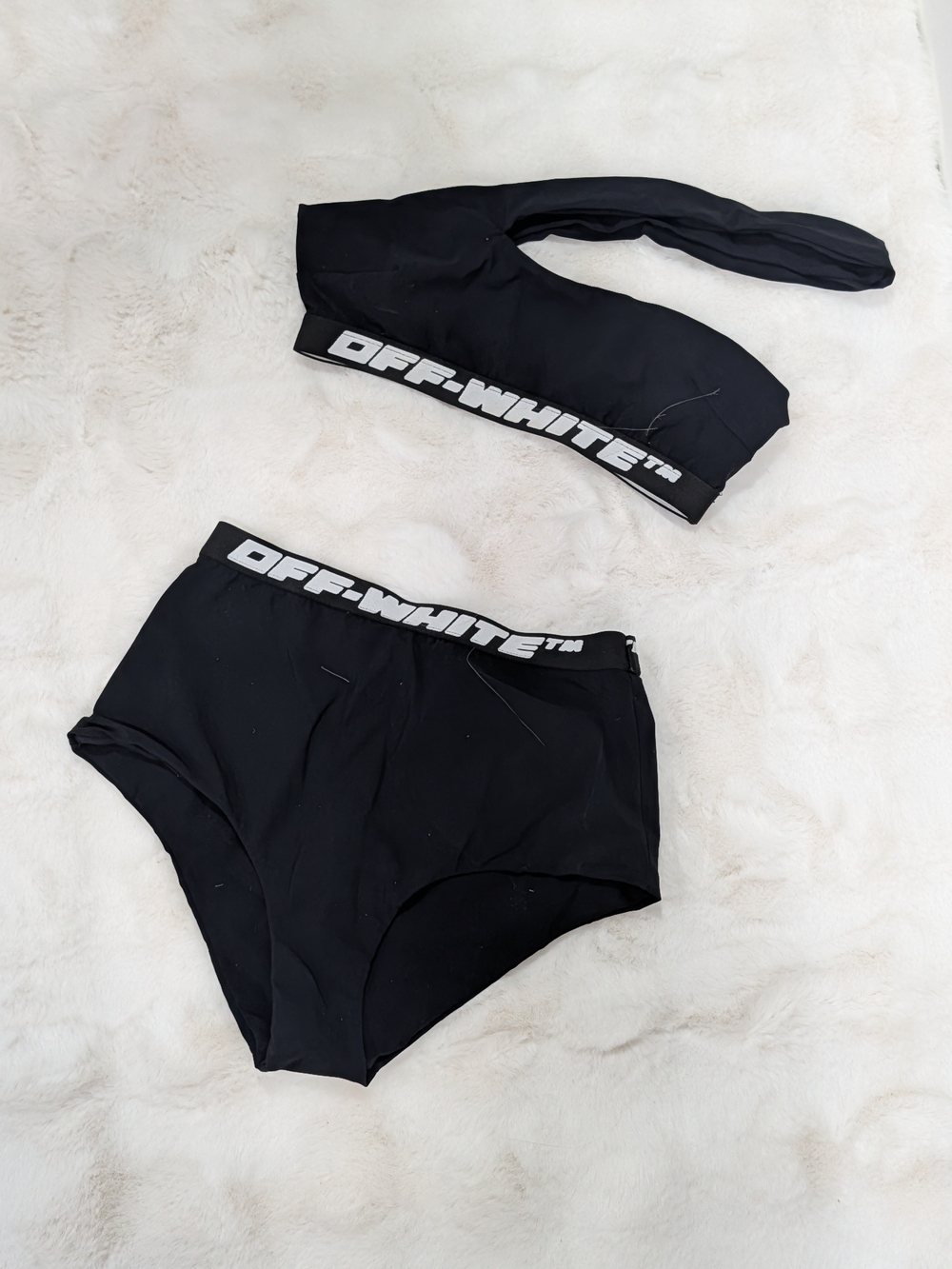 Off-White Black Logo High-Waist Bikini Set